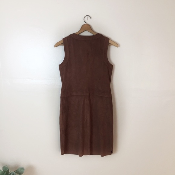 [1.State] Brown Faux Suede Henley Sleeveless Dress - Picture 10 of 12